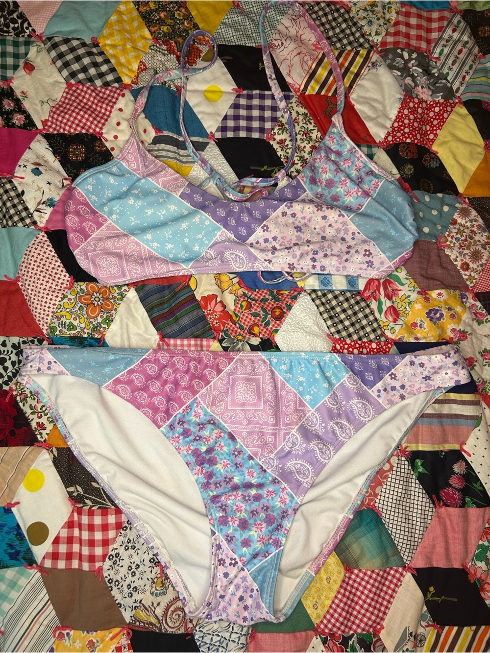 Xhilaration patchwork bikini Top size L bottom size XL